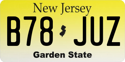 NJ license plate B78JUZ