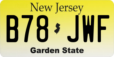 NJ license plate B78JWF