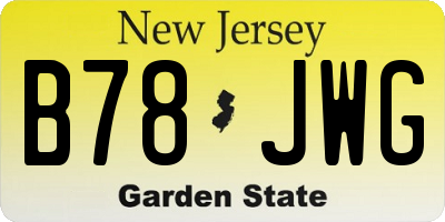 NJ license plate B78JWG