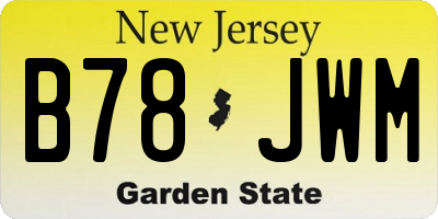 NJ license plate B78JWM