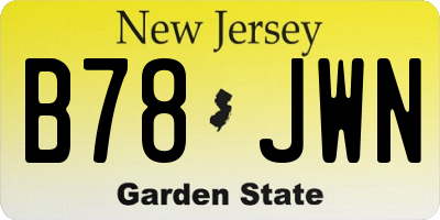 NJ license plate B78JWN