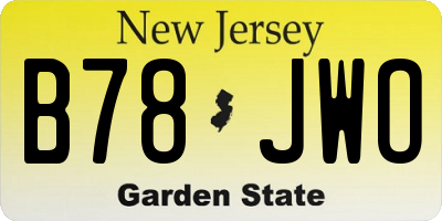 NJ license plate B78JWO