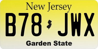 NJ license plate B78JWX