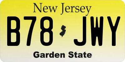 NJ license plate B78JWY