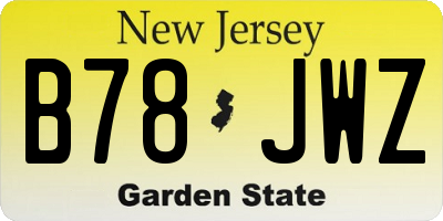 NJ license plate B78JWZ