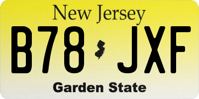 NJ license plate B78JXF