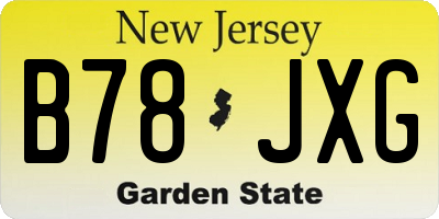 NJ license plate B78JXG