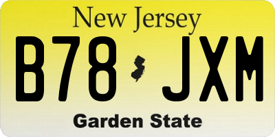 NJ license plate B78JXM