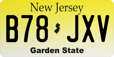 NJ license plate B78JXV