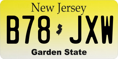 NJ license plate B78JXW