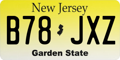 NJ license plate B78JXZ