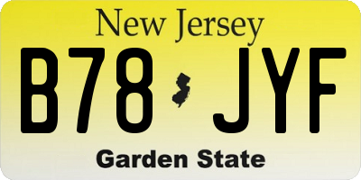 NJ license plate B78JYF