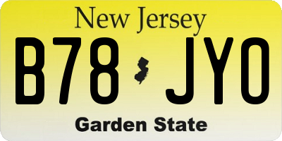NJ license plate B78JYO