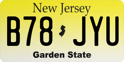 NJ license plate B78JYU
