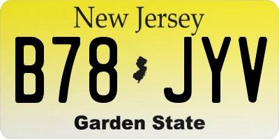 NJ license plate B78JYV