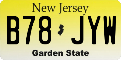 NJ license plate B78JYW