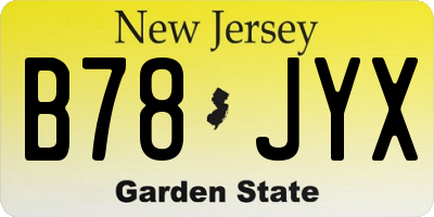 NJ license plate B78JYX