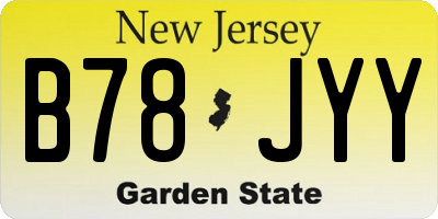 NJ license plate B78JYY