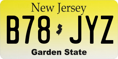NJ license plate B78JYZ