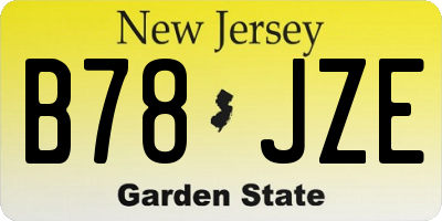 NJ license plate B78JZE