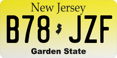 NJ license plate B78JZF