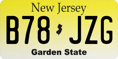 NJ license plate B78JZG