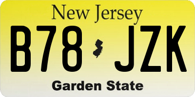 NJ license plate B78JZK