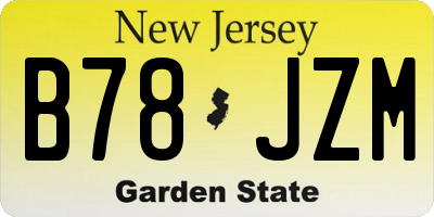 NJ license plate B78JZM