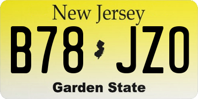 NJ license plate B78JZO