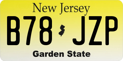 NJ license plate B78JZP