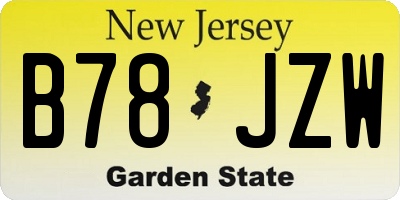 NJ license plate B78JZW