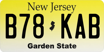 NJ license plate B78KAB