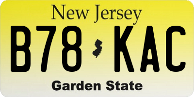NJ license plate B78KAC