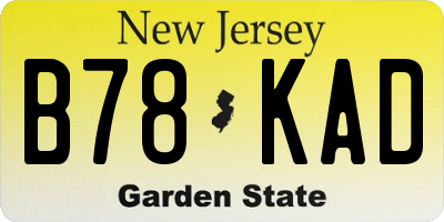 NJ license plate B78KAD