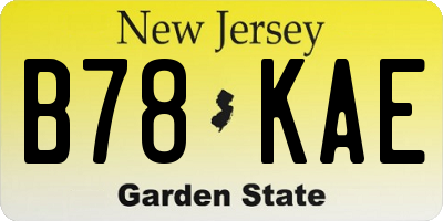 NJ license plate B78KAE