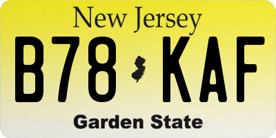 NJ license plate B78KAF