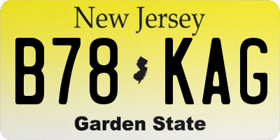 NJ license plate B78KAG