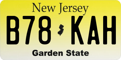 NJ license plate B78KAH