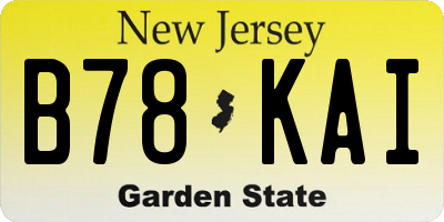 NJ license plate B78KAI