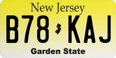 NJ license plate B78KAJ