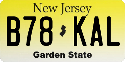 NJ license plate B78KAL