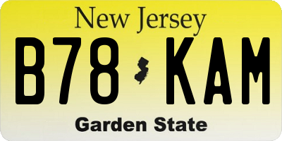 NJ license plate B78KAM
