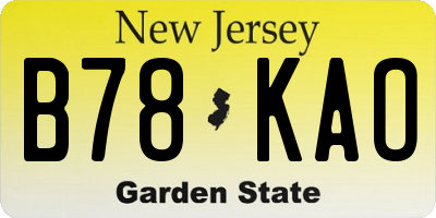 NJ license plate B78KAO