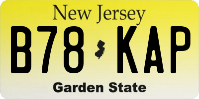 NJ license plate B78KAP