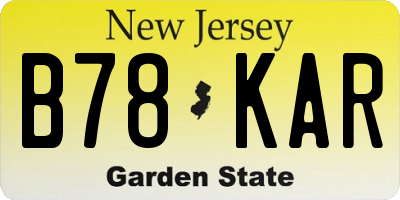 NJ license plate B78KAR