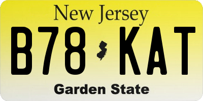 NJ license plate B78KAT