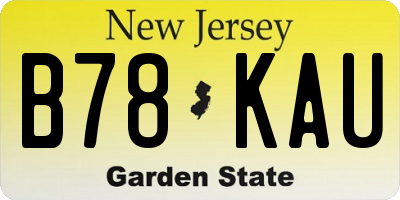 NJ license plate B78KAU