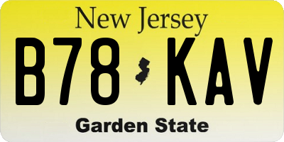 NJ license plate B78KAV
