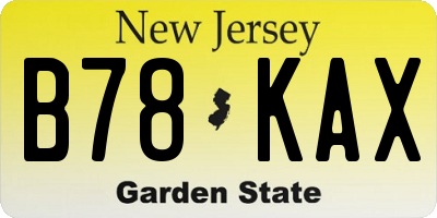NJ license plate B78KAX