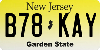 NJ license plate B78KAY